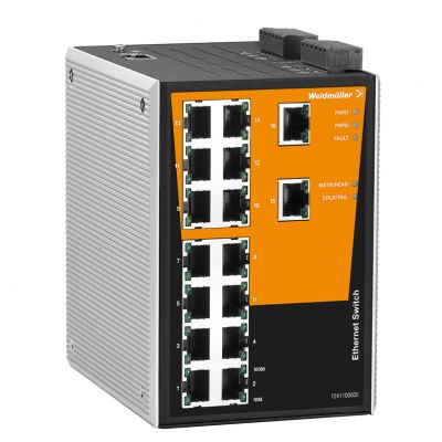 WEIDMULLER IE-SW-PL16MT-16TX Network switch (programowany), zarządzany, Fast Ethernet, Liczba portów: 16x RJ45, -40 °C...75 °C, IP30 1286820000 /1szt./ (1286820000)